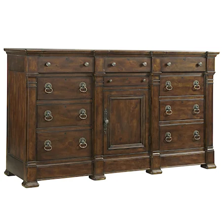 Door Dresser with 1 Door and 10 Drawers